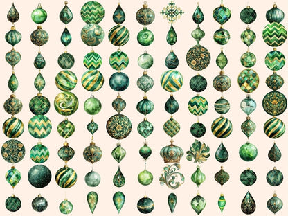 Golden Forest Ornaments Watercolor Clipart christmas clipart - Wonders Artist