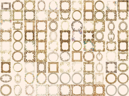 Golden Frames Watercolor Clipart antique frame art - Wonders Artist