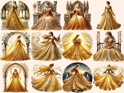 Golden Gown Princess Clipart ball gown png - Wonders Artist