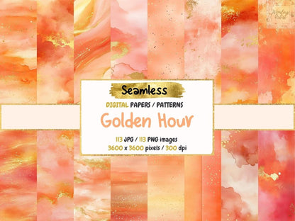 Golden Hour Seamless Digital Paper Elegant Glow Pattern - Wonders Artist