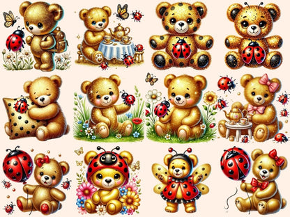 Golden Ladybug Teddies Clipart charming teddies - Wonders Artist