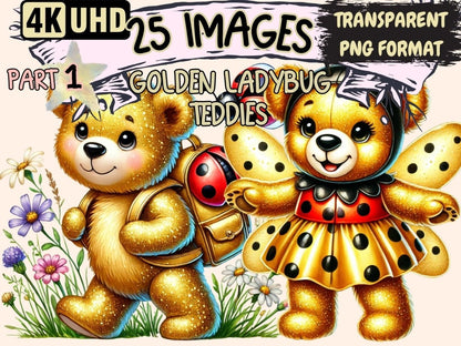 Golden Ladybug Teddies Clipart charming teddies - Wonders Artist