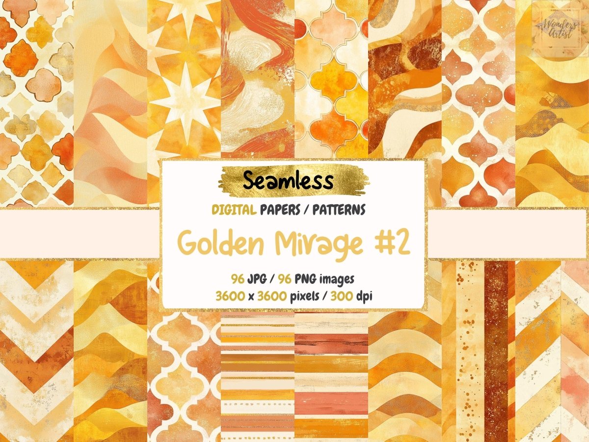 Golden Mirage 2 Seamless Digital Paper autopost Fantasy Gold Digital Gilded Swirl Paper - WondersArtist