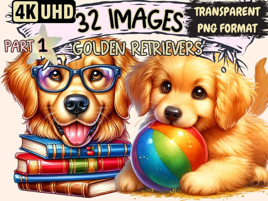 Golden Retrievers Clipart Cute dog art - Wonders Artist