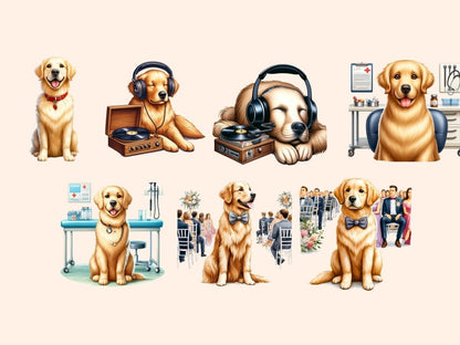 Golden Retrievers Clipart Cute dog art - Wonders Artist