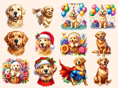 Golden Retrievers Clipart Cute dog art - Wonders Artist