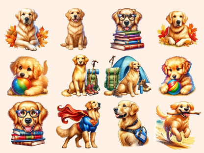 Golden Retrievers Clipart Cute dog art - Wonders Artist