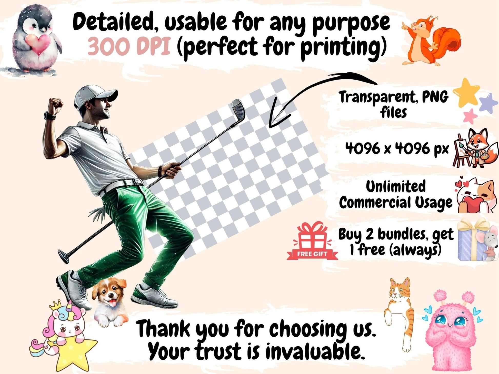 Golf Clipart - High - Quality Instant Digital Download for Creative Projects