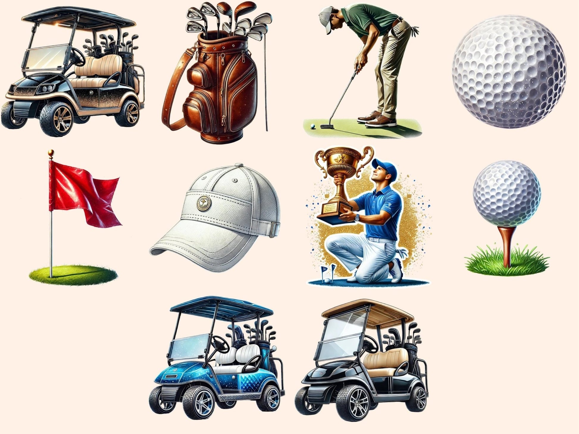 Golf Clipart - High - Quality Instant Digital Download for Creative Projects