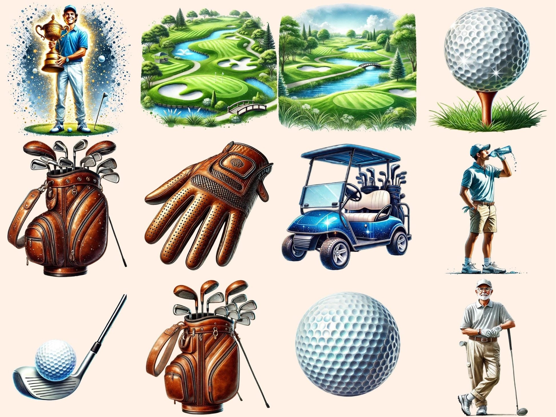 Golf Clipart - High - Quality Instant Digital Download for Creative Projects