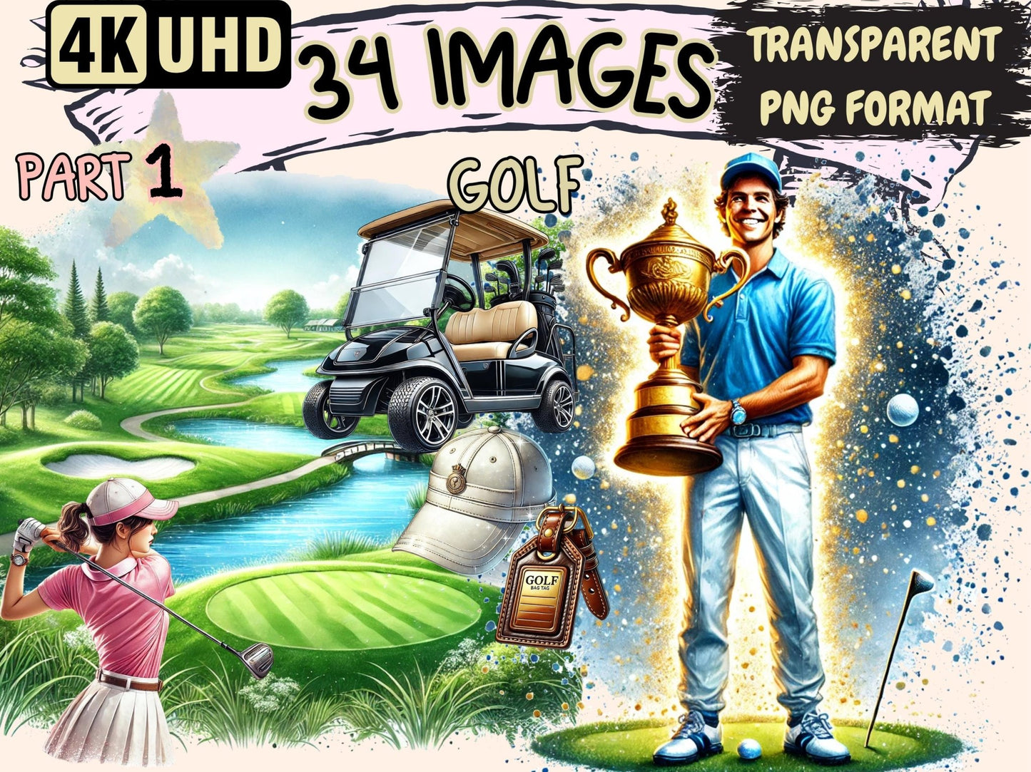 Golf Clipart - High - Quality Instant Digital Download for Creative Projects