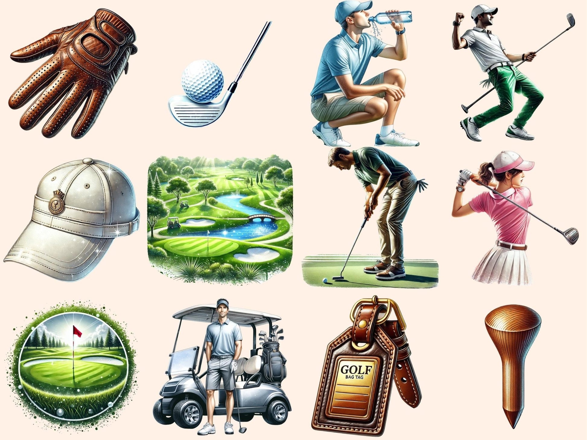 Golf Clipart - High - Quality Instant Digital Download for Creative Projects