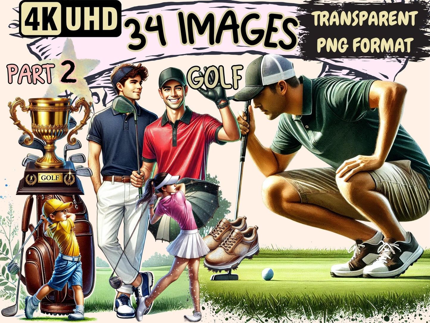 Golf (P2) Clipart - High - Quality Instant Digital Download for Creative Projects