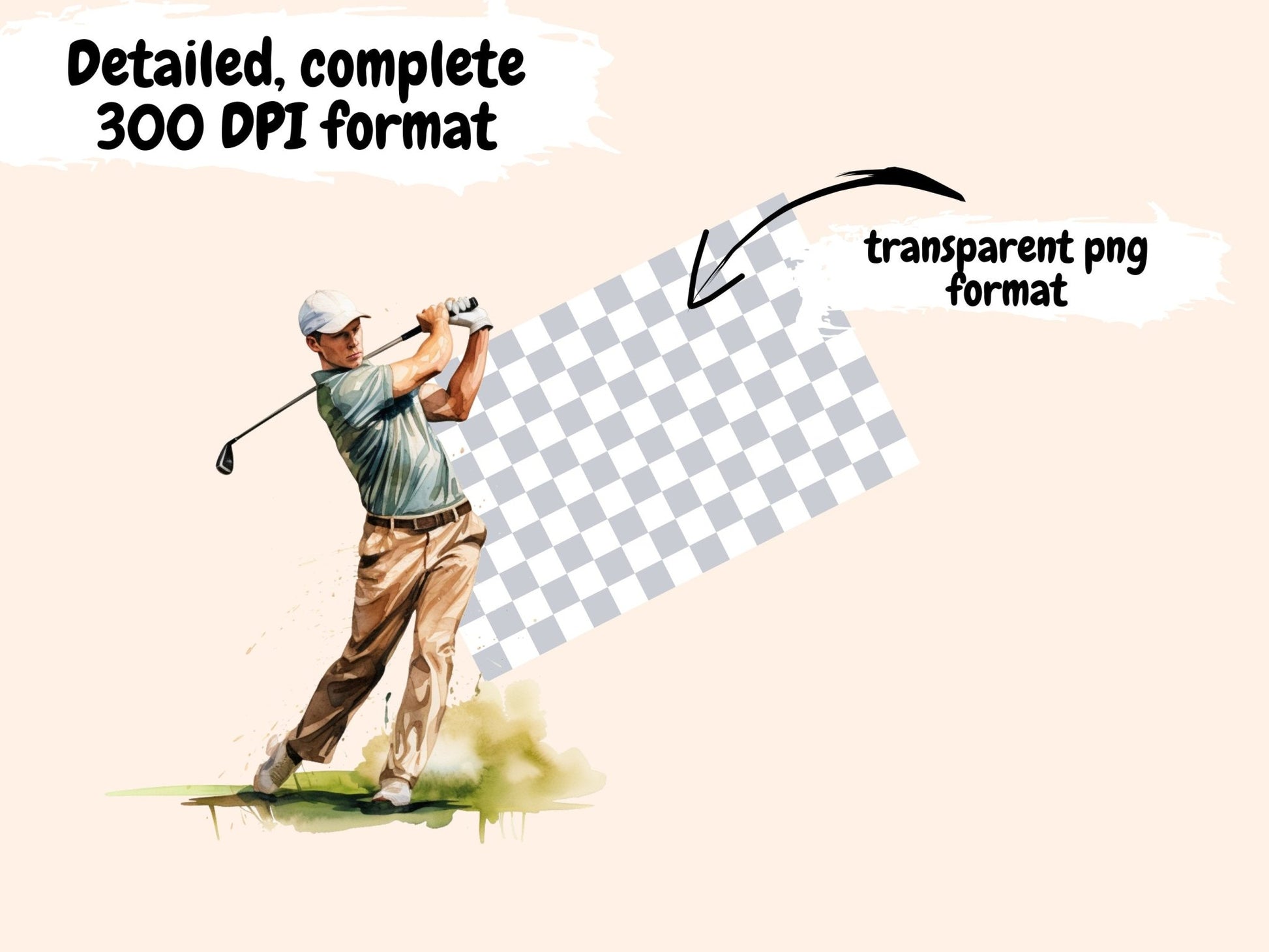 Golf Watercolor Clipart - High - Quality Instant Digital Download for Creative Projects