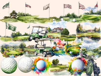Golf Watercolor Clipart country club clipart - Wonders Artist