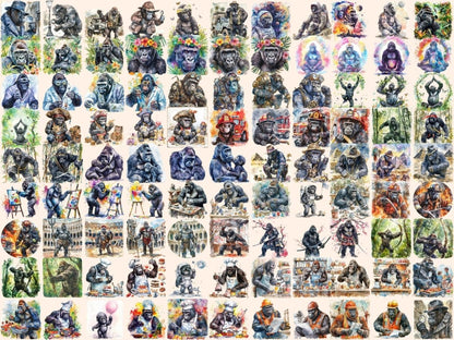 Gorillas Watercolor Clipart animals clipart - Wonders Artist