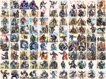 Gorillas Watercolor Clipart animals clipart - Wonders Artist