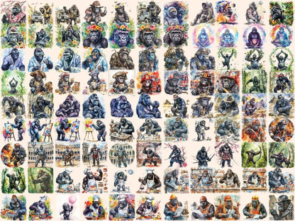 Gorillas Watercolor Clipart animals clipart - Wonders Artist