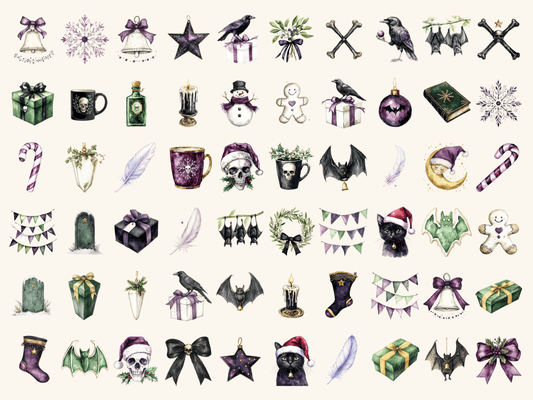 Goth Christmas Watercolor Clipart