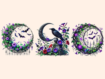 Goth Garden Clipart black flower clipart dark floral png dark garden clipart - WondersArtist