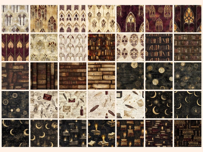 Gothic Academia #2 Seamless Pattern Digital Papers academic print - Wonders Artist