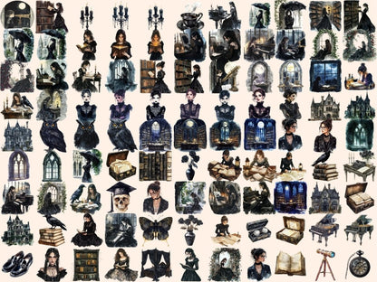 Gothic Academia Watercolor Clipart Academia Clipart - Wonders Artist