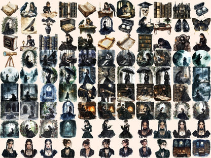 Gothic Academia Watercolor Clipart Academia Clipart - Wonders Artist