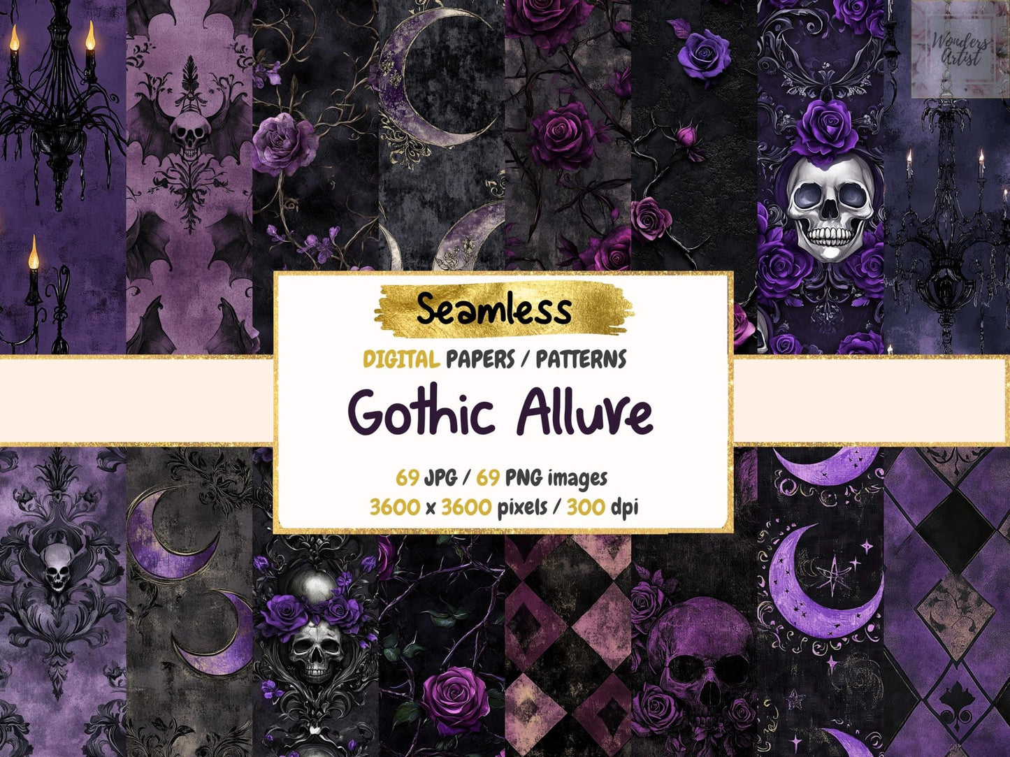 Gothic Allure Seamless Digital Paper - High - Quality Instant Digital Download for Creative Projects