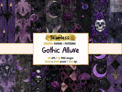 Gothic Allure Seamless Digital Paper Antique Romance Art - Wonders Artist