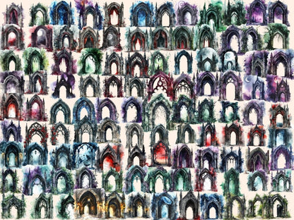 Gothic Arches Watercolor Clipart dark arch clipart - Wonders Artist