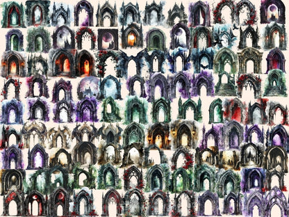 Gothic Arches Watercolor Clipart dark arch clipart - Wonders Artist