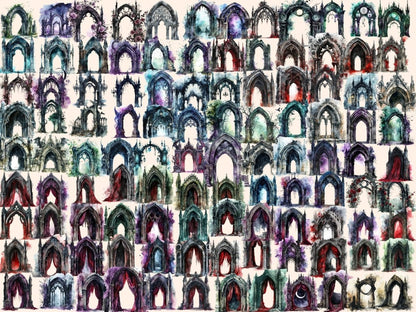 Gothic Arches Watercolor Clipart dark arch clipart - Wonders Artist