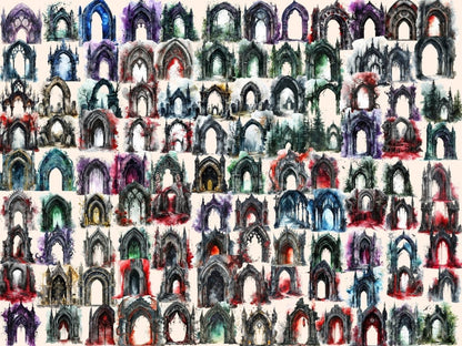 Gothic Arches Watercolor Clipart dark arch clipart - Wonders Artist