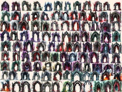 Gothic Arches Watercolor Clipart dark arch clipart - Wonders Artist