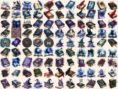 Gothic Books Watercolor Clipart dark books clipart - Wonders Artist