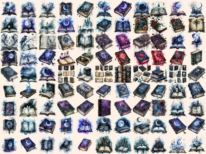 Gothic Books Watercolor Clipart dark books clipart - Wonders Artist