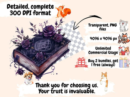 Gothic Books Watercolor Clipart dark books clipart - Wonders Artist