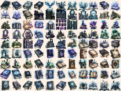 Gothic Books Watercolor Clipart dark books clipart - Wonders Artist
