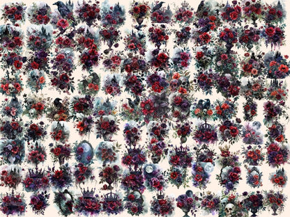 Gothic Bouquets Watercolor Clipart dark floral clipart - Wonders Artist