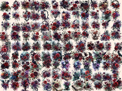 Gothic Bouquets Watercolor Clipart dark floral clipart - Wonders Artist