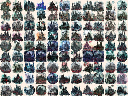 Gothic Castles Watercolor Clipart castle clipart - Wonders Artist