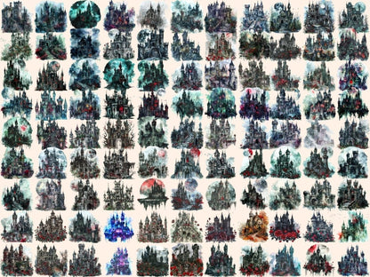 Gothic Castles Watercolor Clipart castle clipart - Wonders Artist