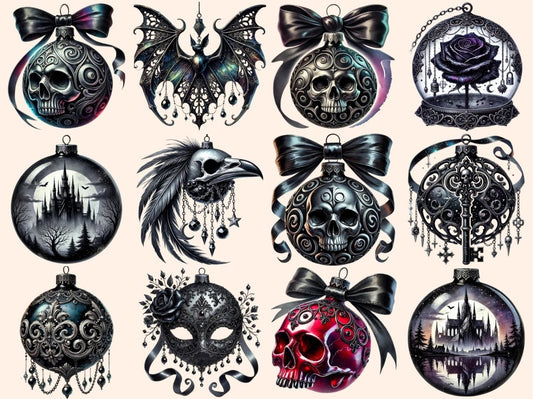 Gothic vánoční ozdoby clipart