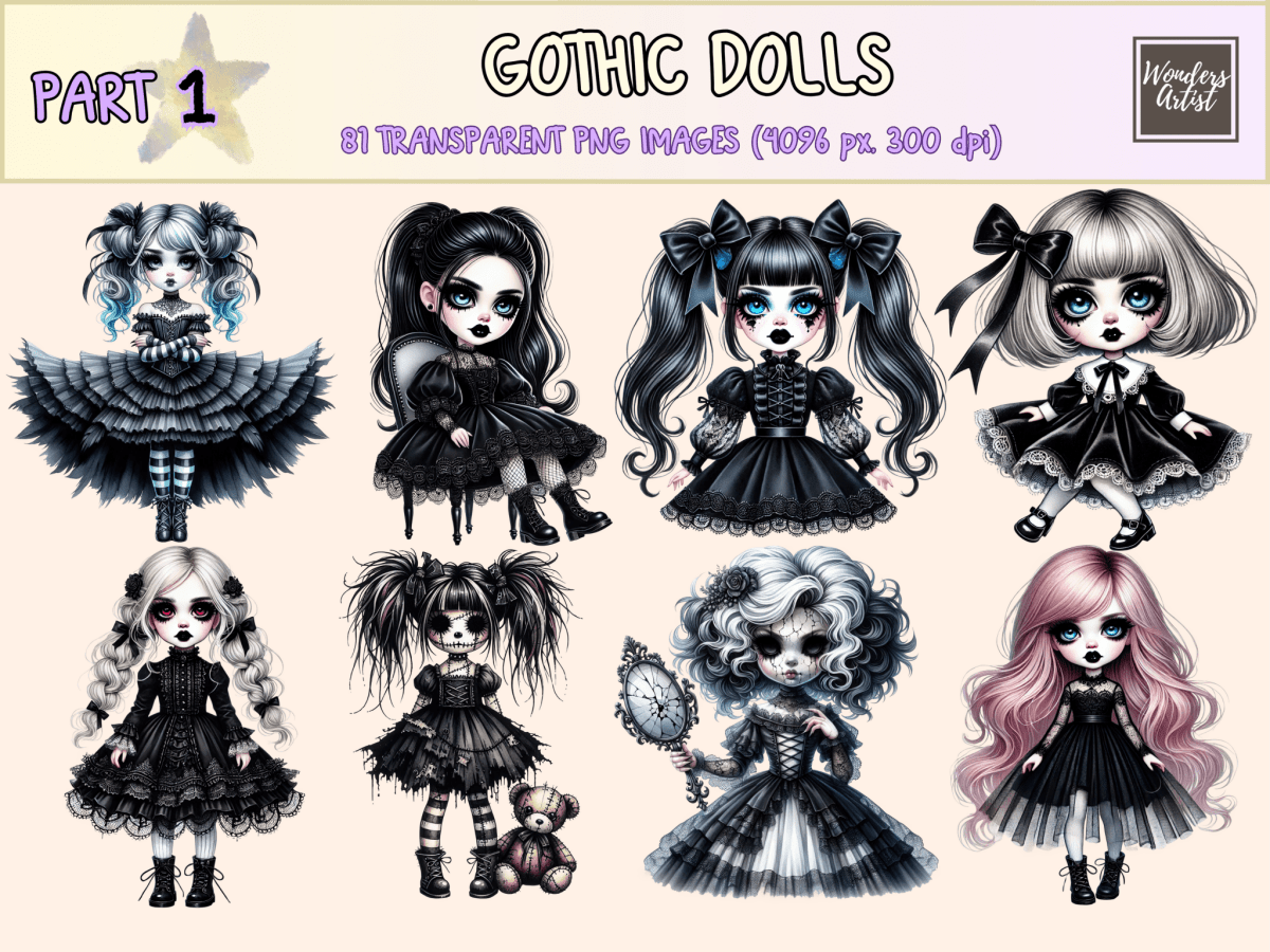 Gothic Dolls Clipart autopost dark dolls clipart goth digital art - WondersArtist