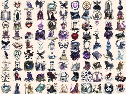 Gothic Fairytale Watercolor Clipart dark fantasy clipart edgy clothing png eerie clipart - WondersArtist