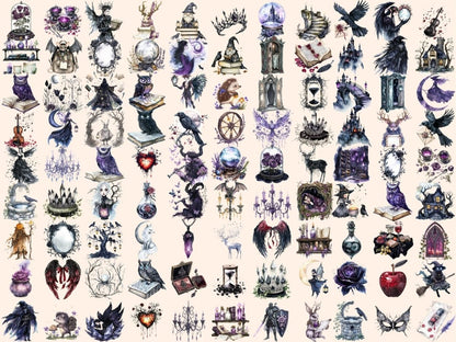 Gothic Fairytale Watercolor Clipart dark fantasy clipart edgy clothing png eerie clipart - WondersArtist