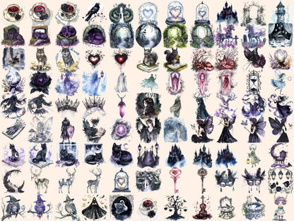 Gothic Fairytale Watercolor Clipart dark fantasy clipart edgy clothing png eerie clipart - WondersArtist