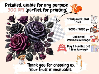 Gothic Flowers Clipart Cute flower art - Wonders Artist