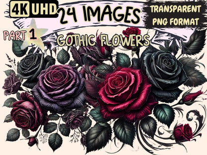 Gothic Flowers Clipart Cute flower art - Wonders Artist