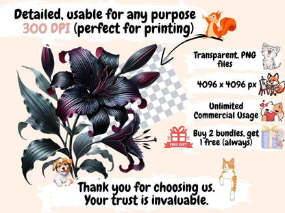 Gothic Flowers (P2) Clipart black flowers - Wonders Artist